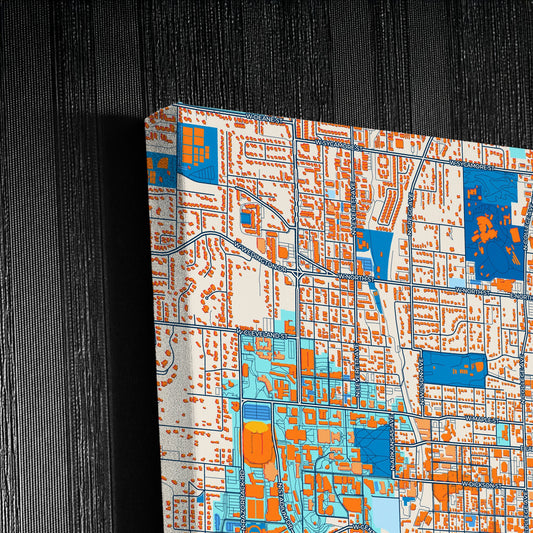 Fayetteville Arkansas Colorful City Map Canvas Print Detail