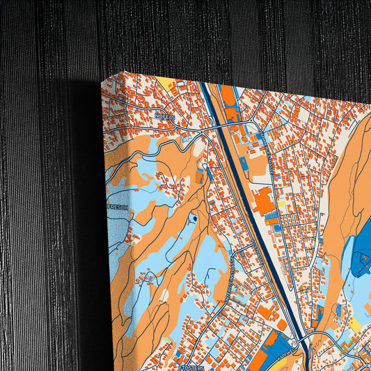 Feldkirch Austria Colorful City Map Canvas Print Detail