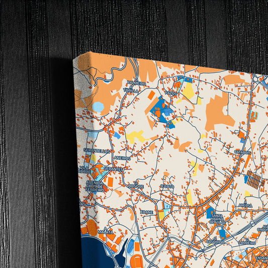 Ferrol Spain Colorful City Map Canvas Print Detail
