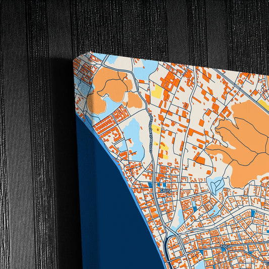 Fethi̇ye Turkey Colorful City Map Canvas Print Detail