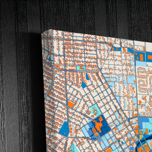 Flint Michigan Colorful City Map Canvas Print Detail