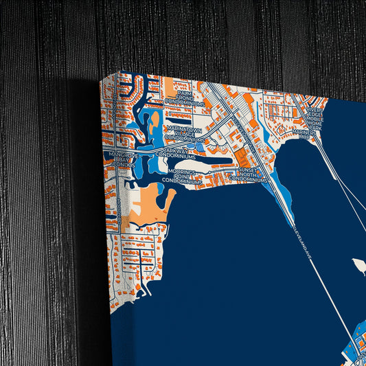 Fort Myers Florida Colorful City Map Canvas Print Detail