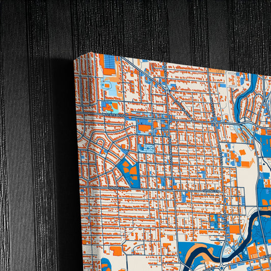 Fort Wayne Indiana Colorful City Map Canvas Print Detail