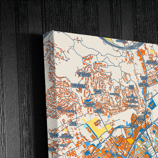 Fuengirola Spain Colorful City Map Canvas Print Detail