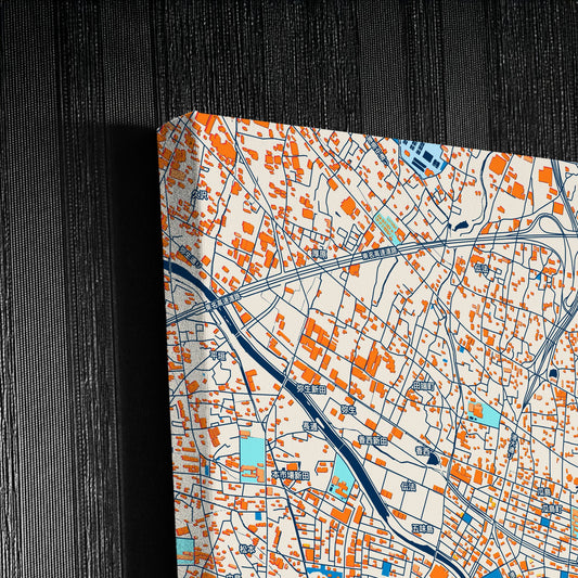 Fuji Japan Colorful City Map Canvas Print Detail