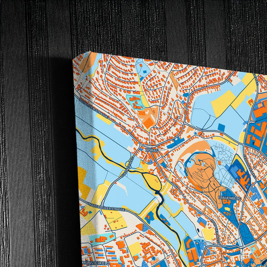 Fulda Germany Colorful City Map Canvas Print Detail
