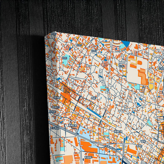 Funabashi Japan Colorful City Map Canvas Print Detail