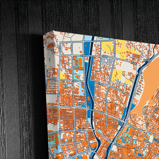 Fuqing China Colorful City Map Canvas Print Detail