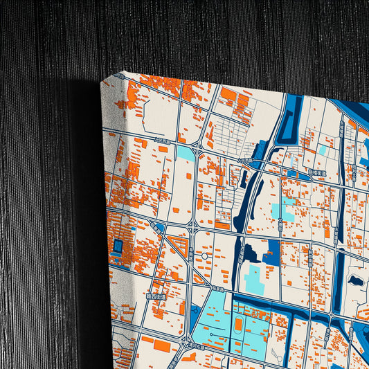 Fuyang China Colorful City Map Canvas Print Detail