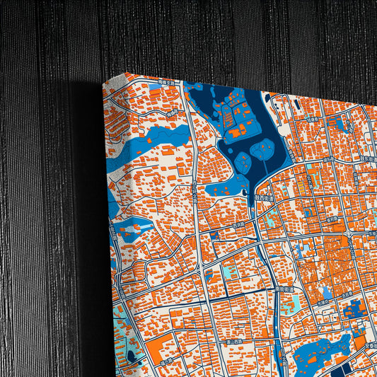 Fuzhou China Colorful City Map Canvas Print Detail