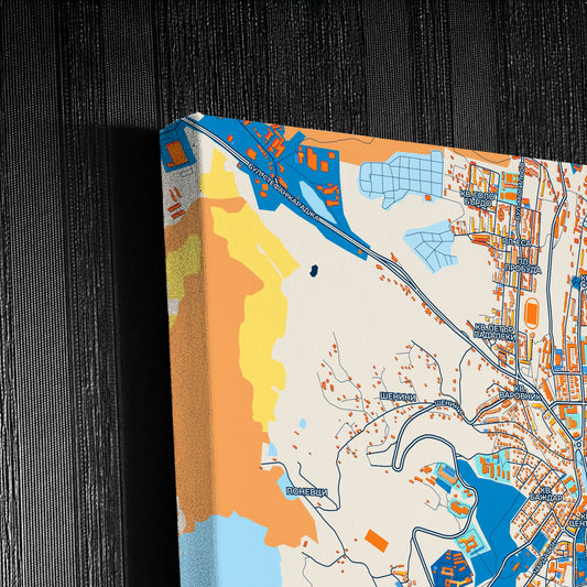 Габрово Bulgaria Colorful City Map Canvas Print Detail