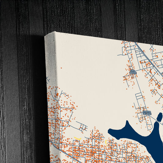 Gagnoa Ivory Coast Colorful City Map Canvas Print Detail