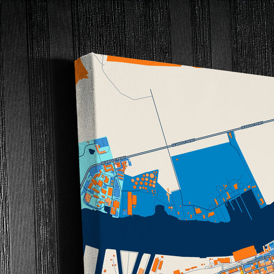 Galveston Texas Colorful City Map Canvas Print Detail
