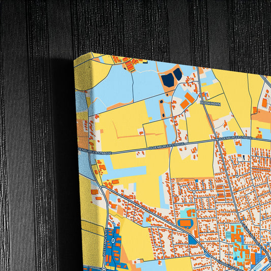 Ganderkesee Germany Colorful City Map Canvas Print Detail