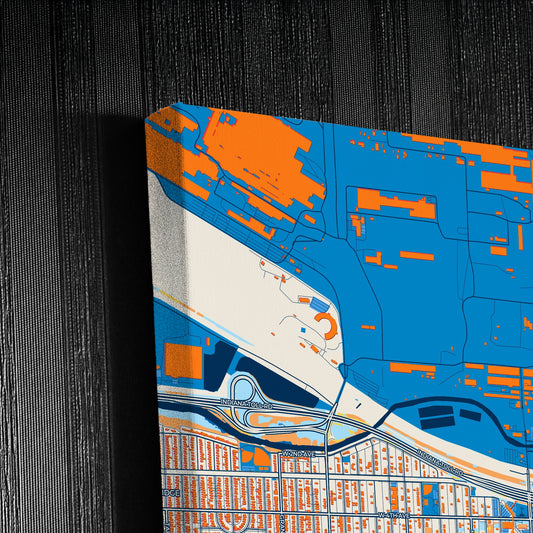 Gary Indiana Colorful City Map Canvas Print Detail