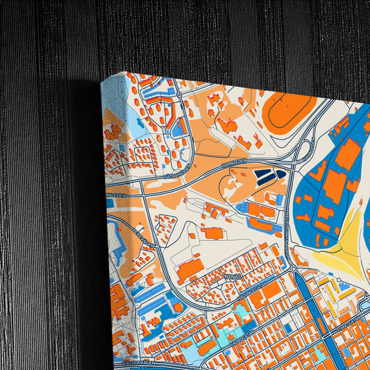 Gävle Sweden Colorful City Map Canvas Print Detail
