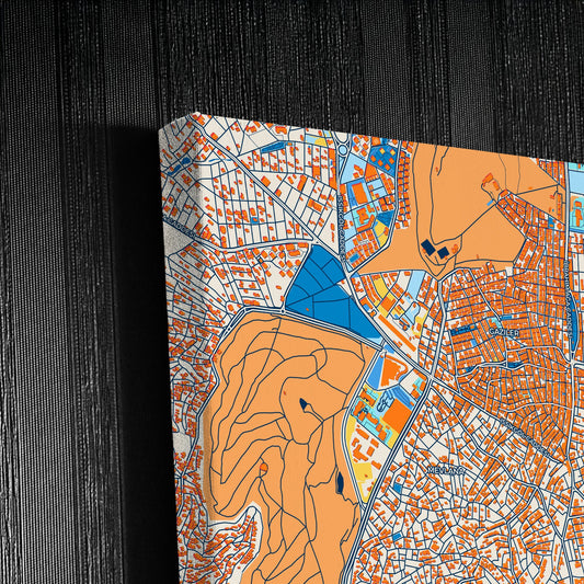 Gebze Turkey Colorful City Map Canvas Print Detail