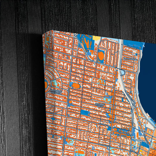Geelong Australia Colorful City Map Canvas Print Detail