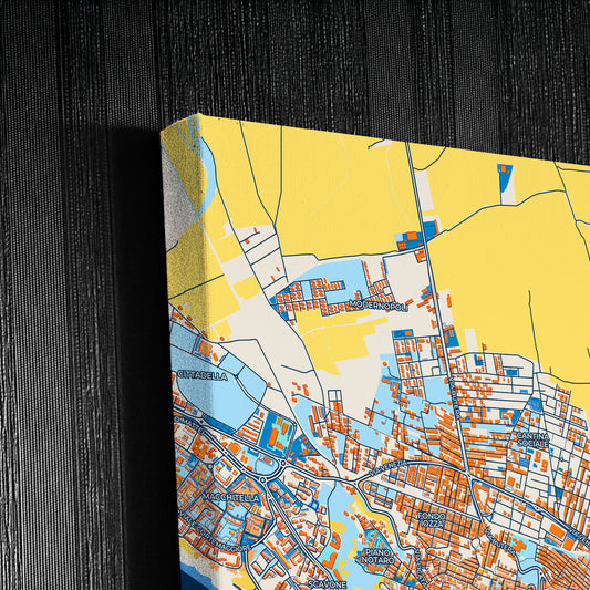 Gela Italy Colorful City Map Canvas Print Detail