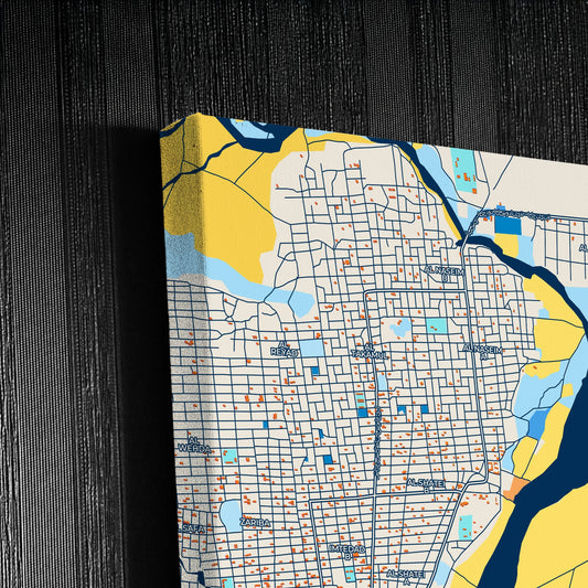 Geneina Sudan Colorful City Map Canvas Print Detail