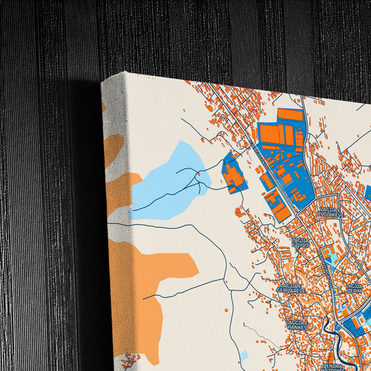 Gjakovë Kosovo Colorful City Map Canvas Print Detail
