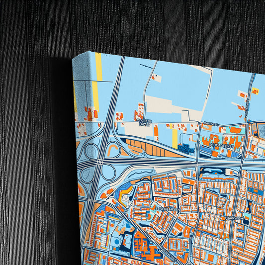 Gorinchem Netherlands Colorful City Map Canvas Print Detail