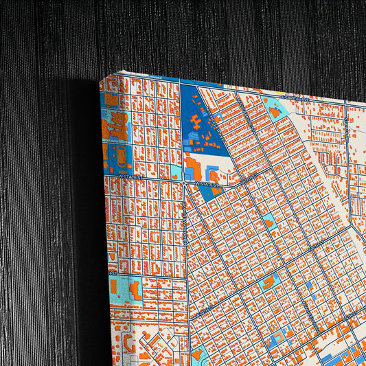 Grand Island Nebraska Colorful City Map Canvas Print Detail