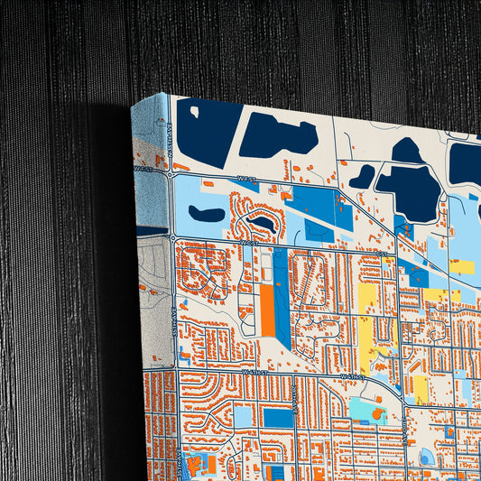 Greeley Colorado Colorful City Map Canvas Print Detail