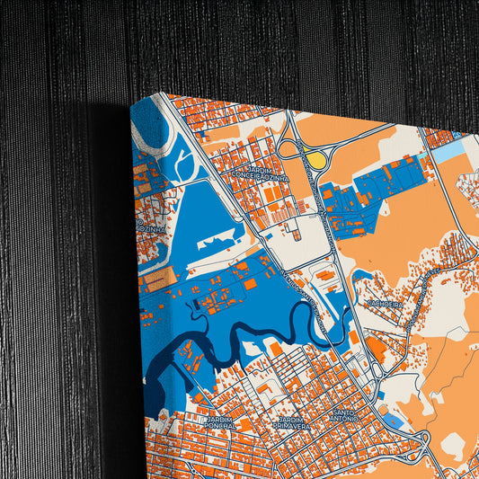 Guaruja Brazil Colorful City Map Canvas Print Detail