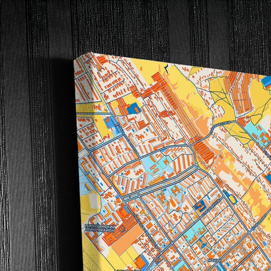 Губкин Russia Colorful City Map Canvas Print Detail