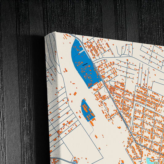Гудермес Russia Colorful City Map Canvas Print Detail