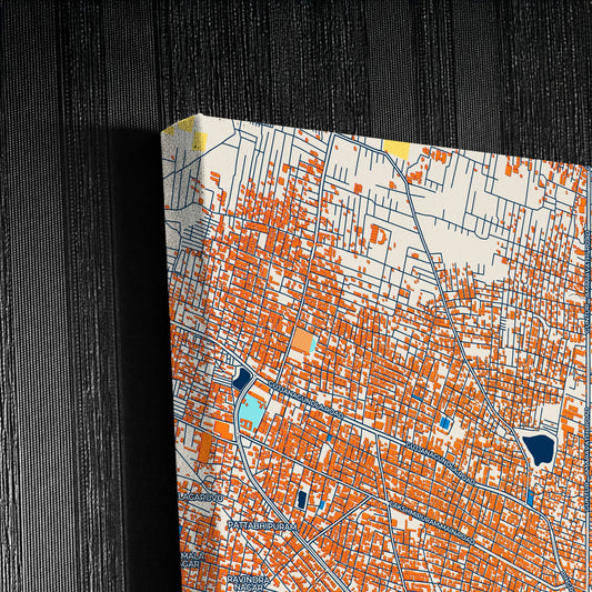 Guntur India Colorful City Map Canvas Print Detail