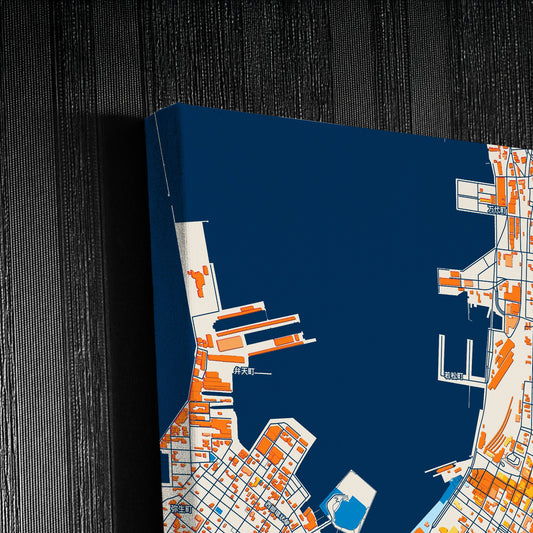 Hakodate Japan Colorful City Map Canvas Print Detail