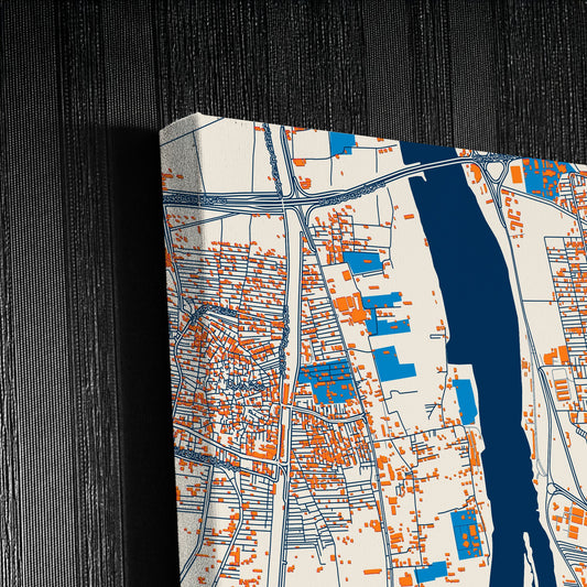 Halwan Egypt Colorful City Map Canvas Print Detail
