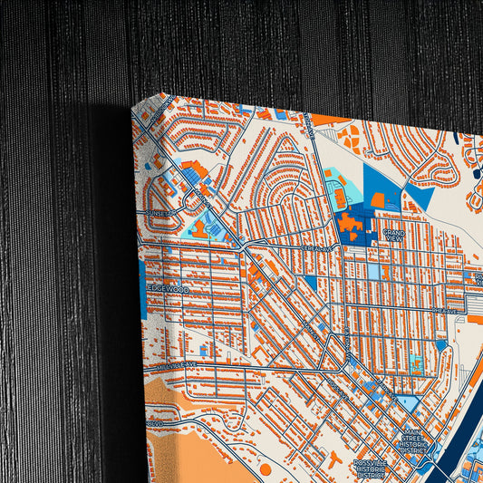 Hamilton Ohio Colorful City Map Canvas Print Detail