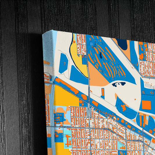 Hammond Indiana Colorful City Map Canvas Print Detail