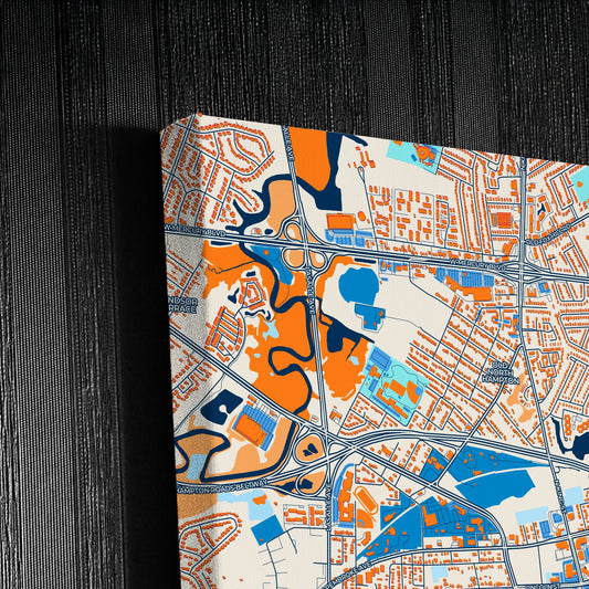 Hampton Virginia Colorful City Map Canvas Print Detail