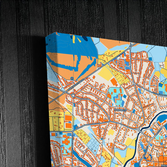 Hanau Germany Colorful City Map Canvas Print Detail