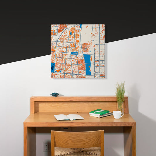 Handan China Colorful City Map Canvas Print Scene