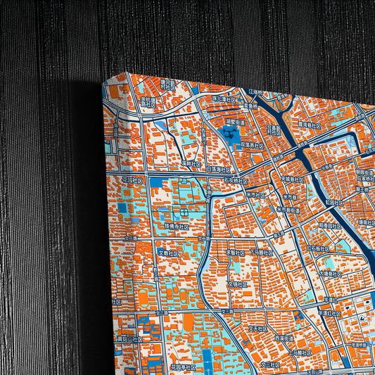 Hangzhou China Colorful City Map Canvas Print Detail