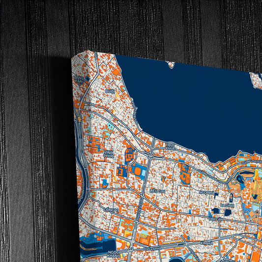 Hanoi Vietnam Colorful City Map Canvas Print Detail