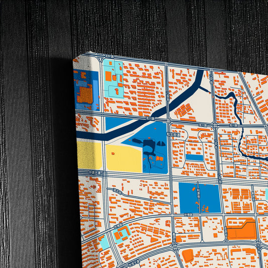 Harbin China Colorful City Map Canvas Print Detail