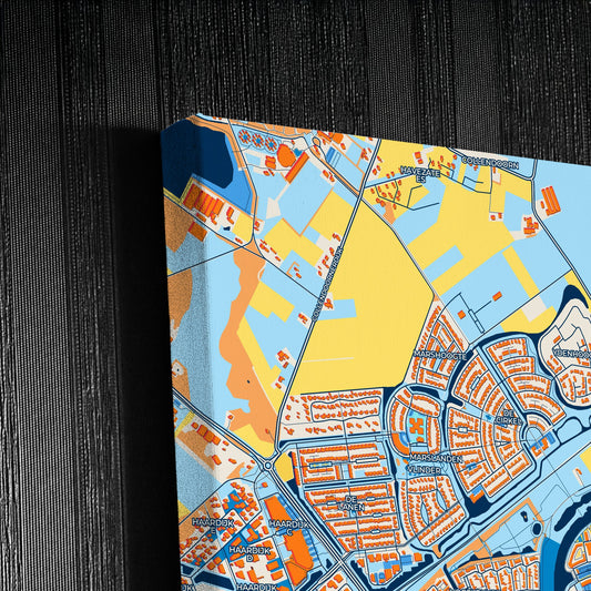 Hardenberg Netherlands Colorful City Map Canvas Print Detail