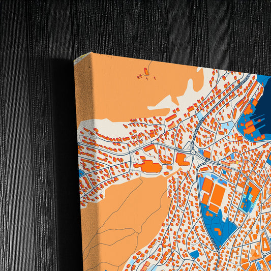Harstad Norway Colorful City Map Canvas Print Detail
