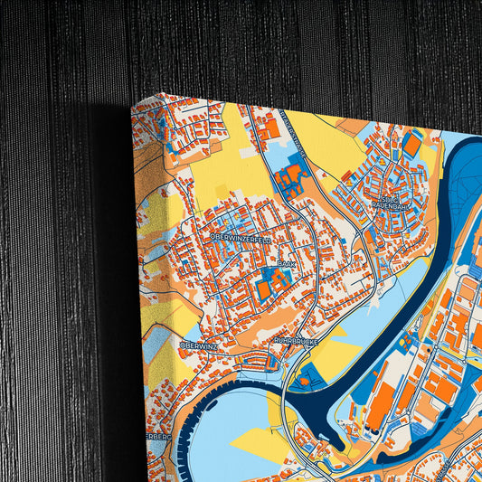 Hattingen Germany Colorful City Map Canvas Print Detail