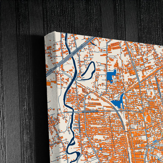 Hat Yai Thailand Colorful City Map Canvas Print Detail