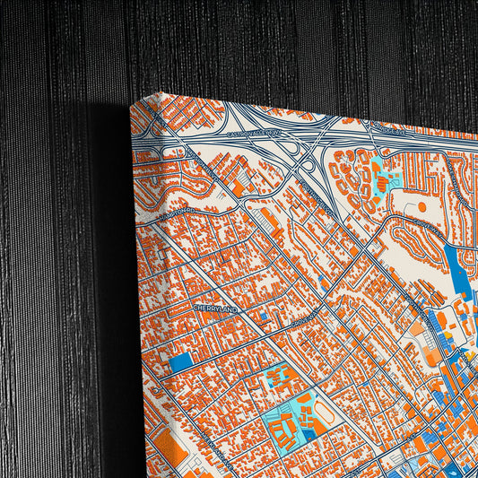 Hayward California Colorful City Map Canvas Print Detail