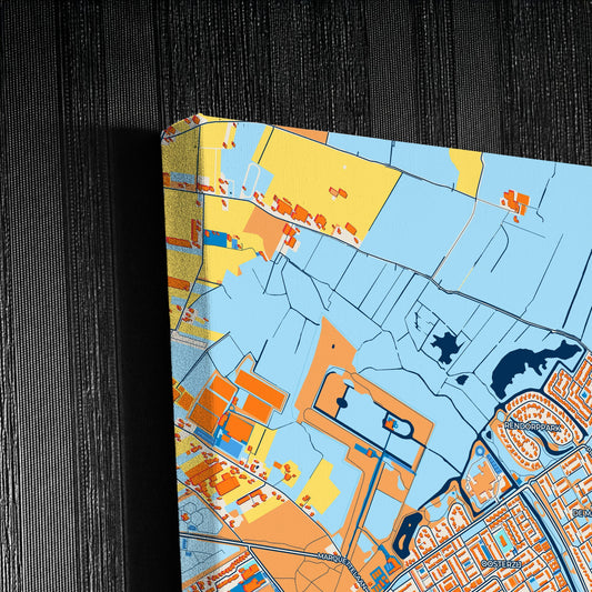 Heemskerk Netherlands Colorful City Map Canvas Print Detail