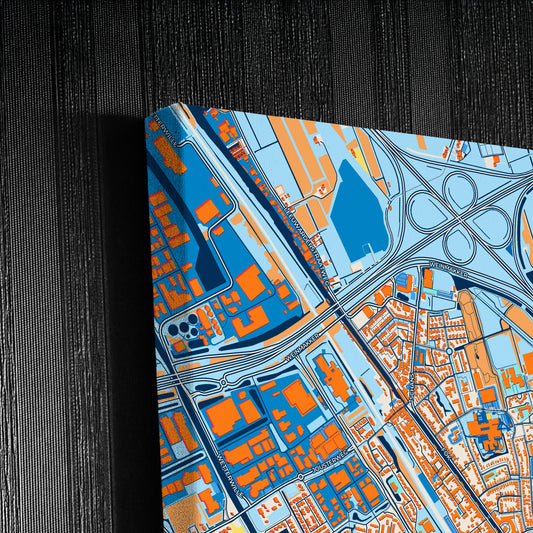 Heerenveen Netherlands Colorful City Map Canvas Print Detail