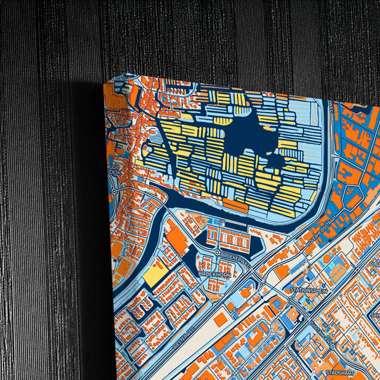 Heerhugowaard Netherlands Colorful City Map Canvas Print Detail